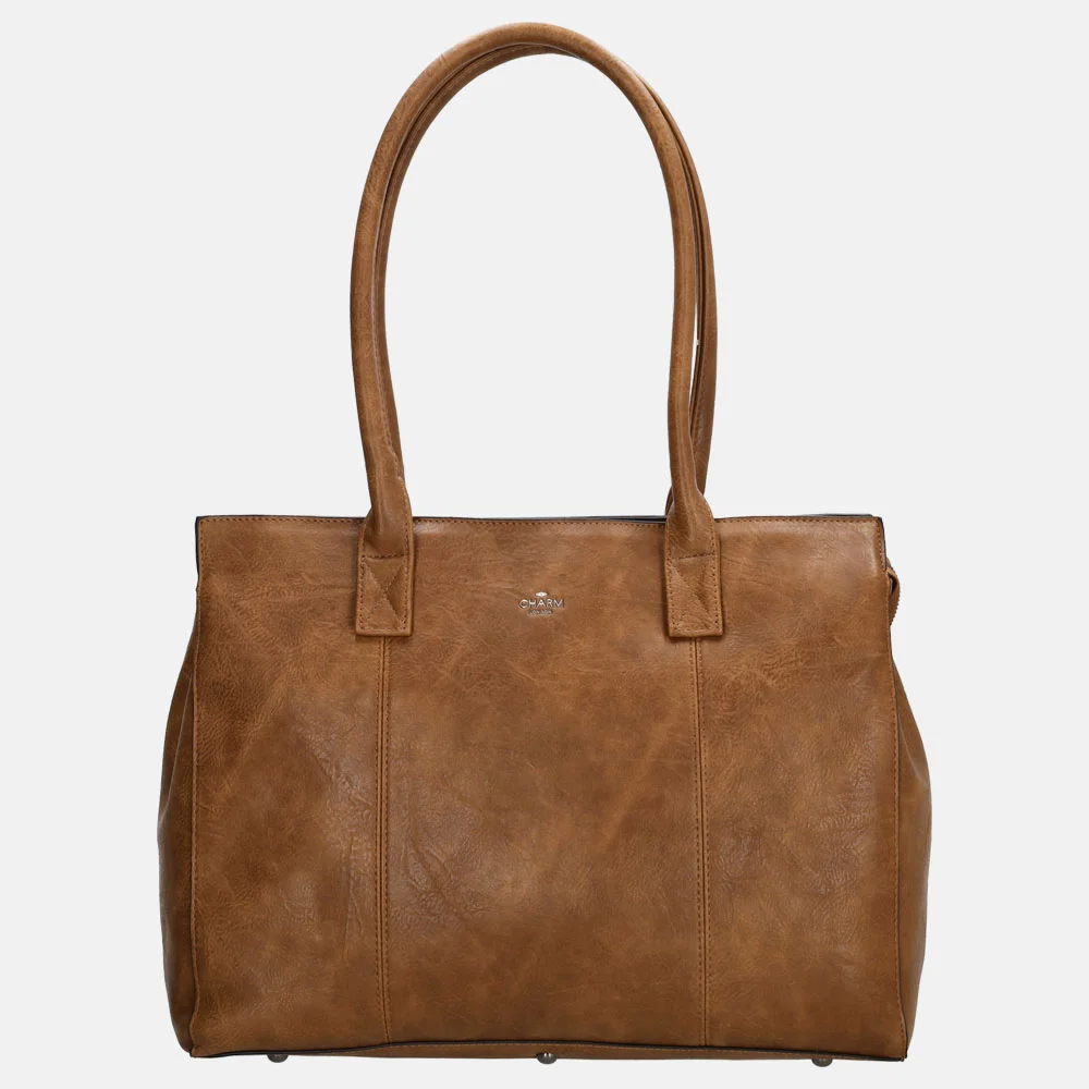 Charm London shopper 15.6 inch L cognac