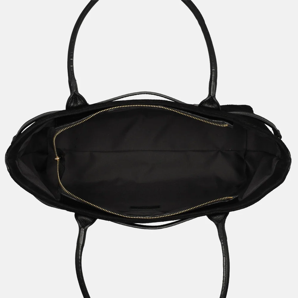 Charm London shopper suede zwart bij Duifhuizen