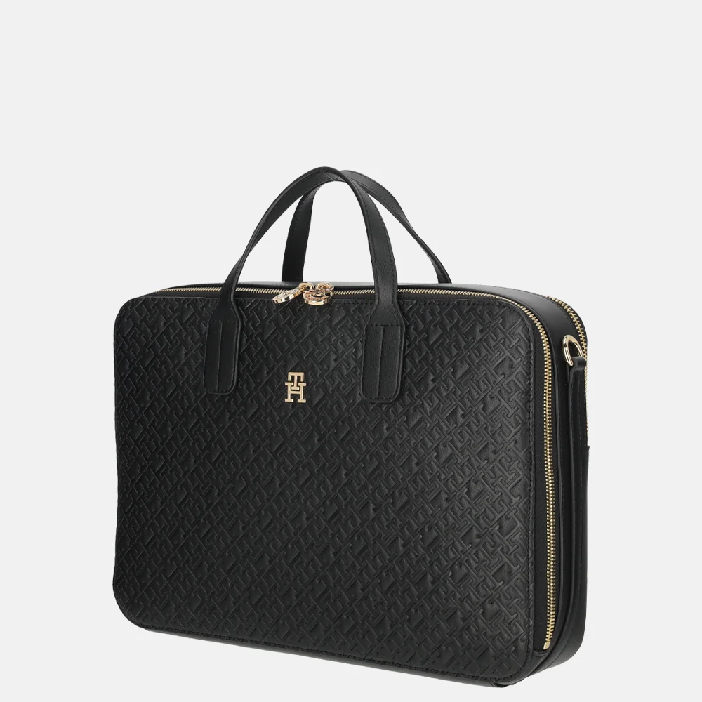 Tommy Hilfiger Icon mono laptoptas 15 inch black bij Duifhuizen