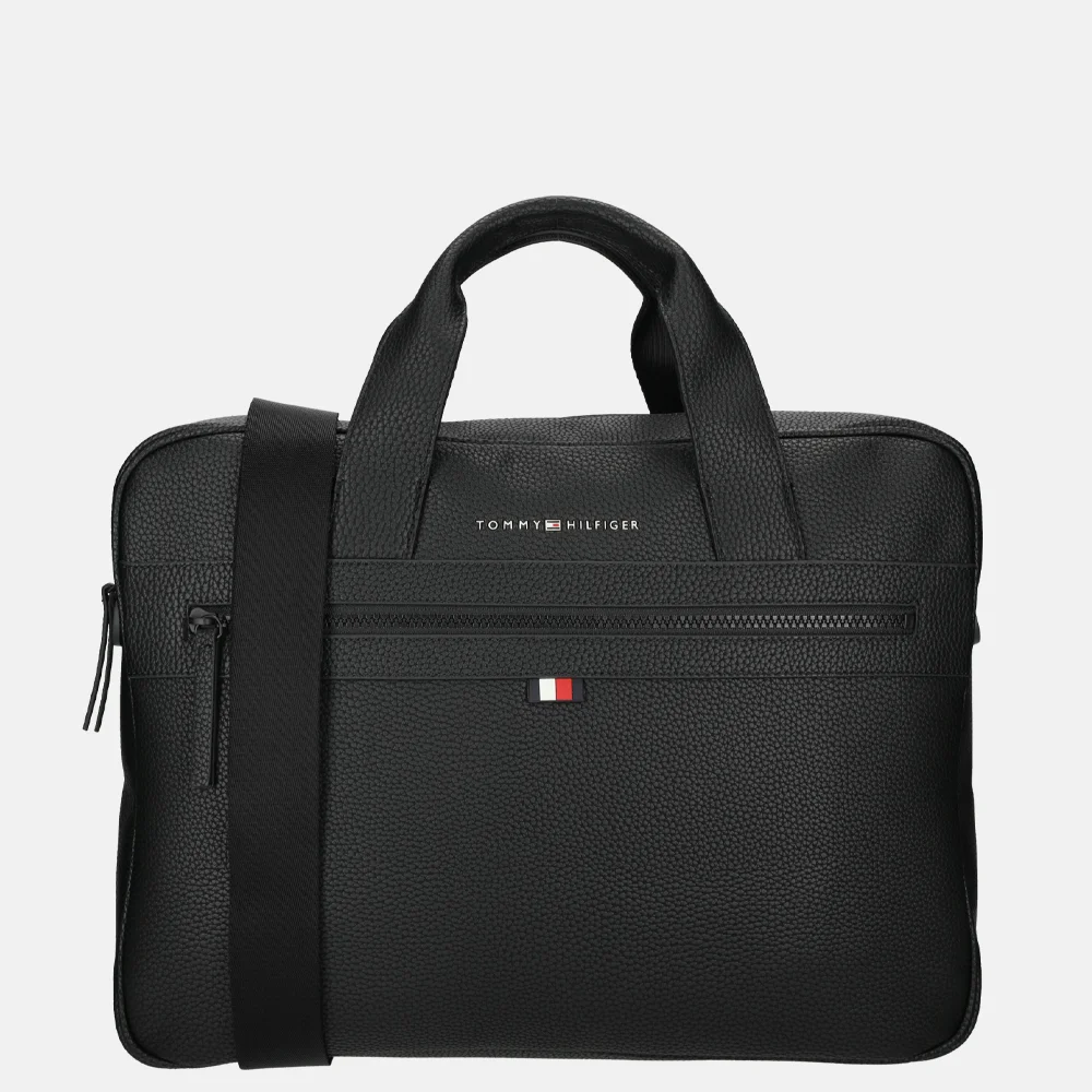 Tommy Hilfiger Essential PU laptoptas 15 inch black bij Duifhuizen