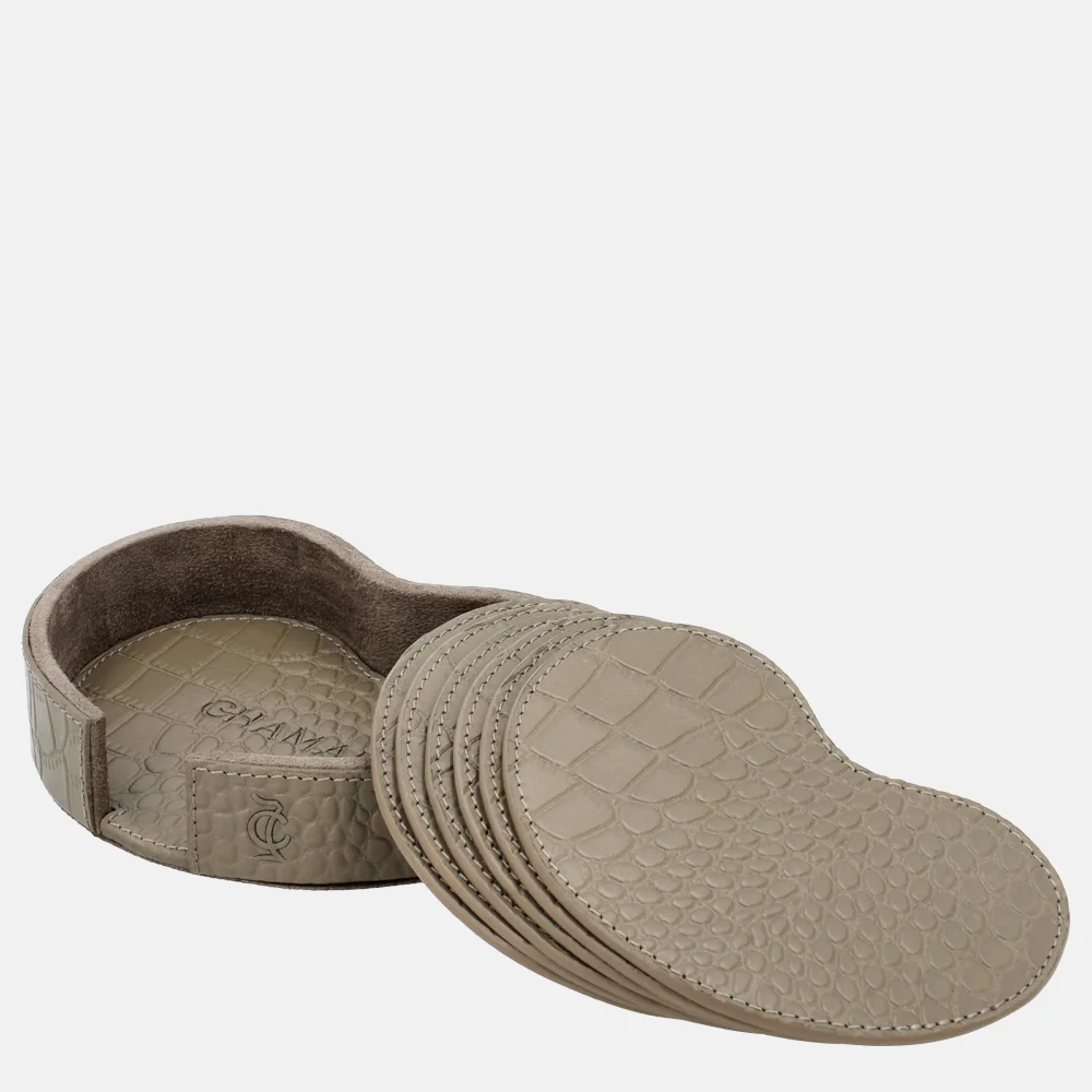 Chamada Chloe Kidney onderzetters croco taupe bij Duifhuizen