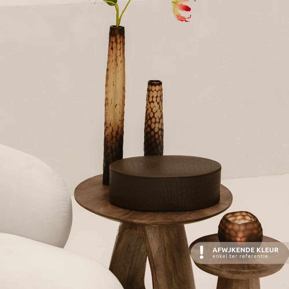 Chamada leren opbergbox ovaal croco large beige bij Duifhuizen