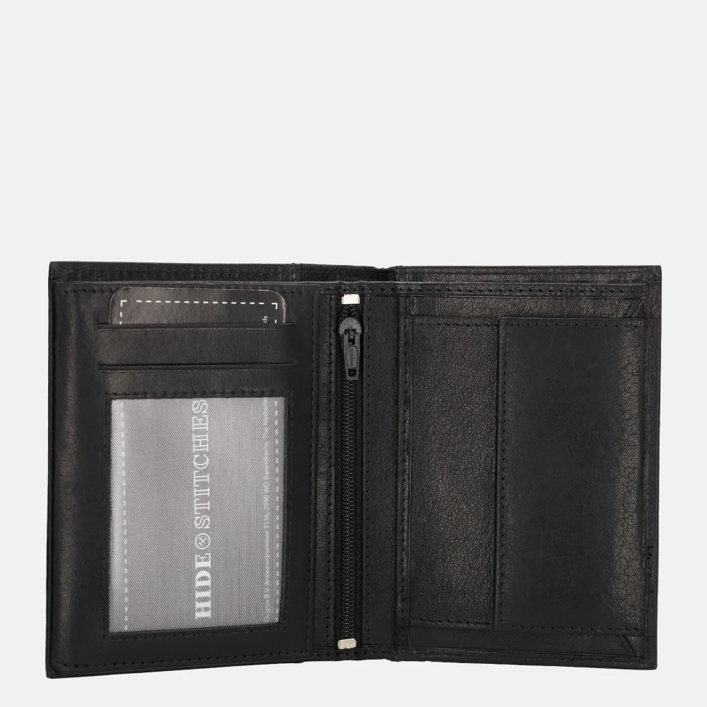 Hide & Stitches billfold zwart bij Duifhuizen