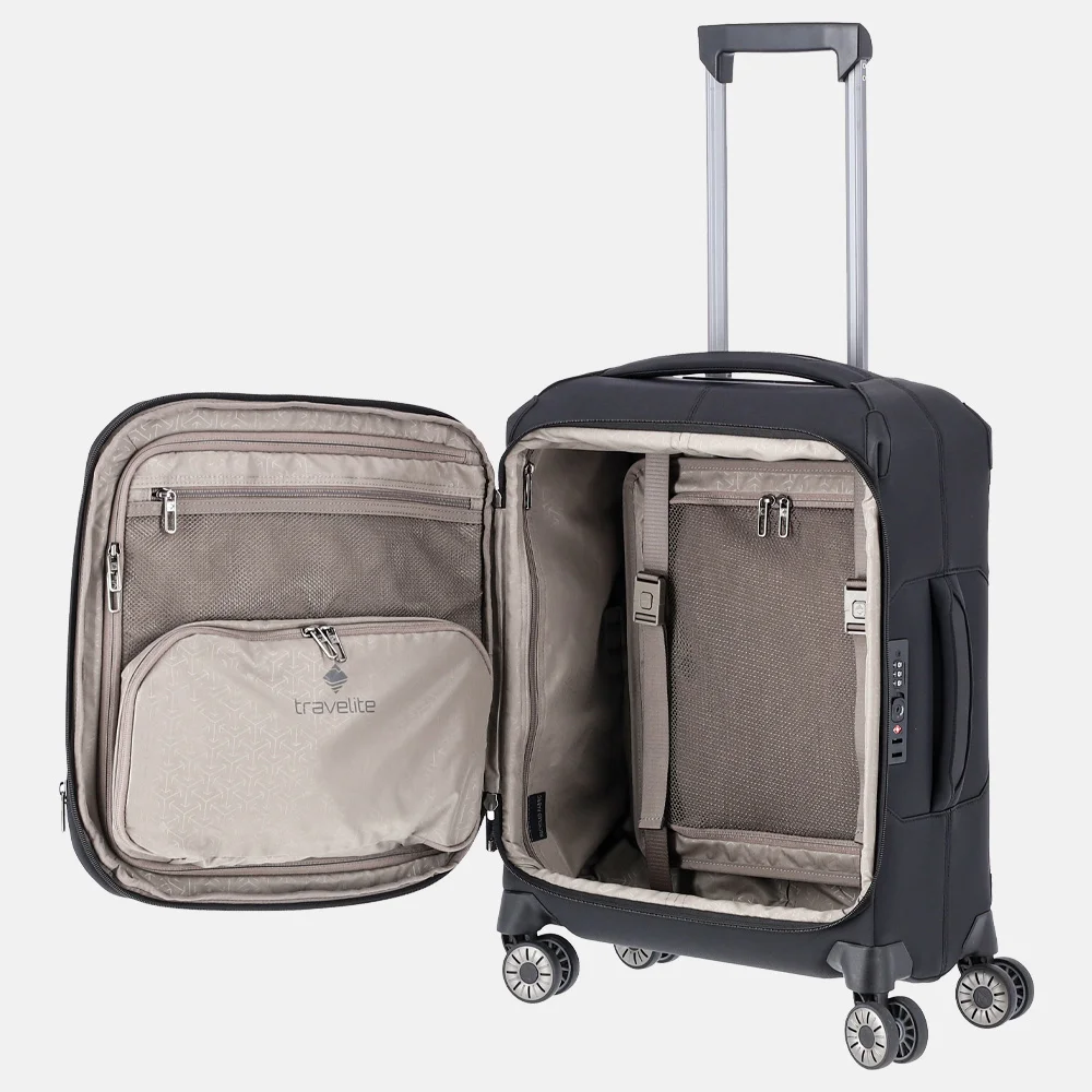 Travelite Priima handbagage koffer 55 cm black bij Duifhuizen