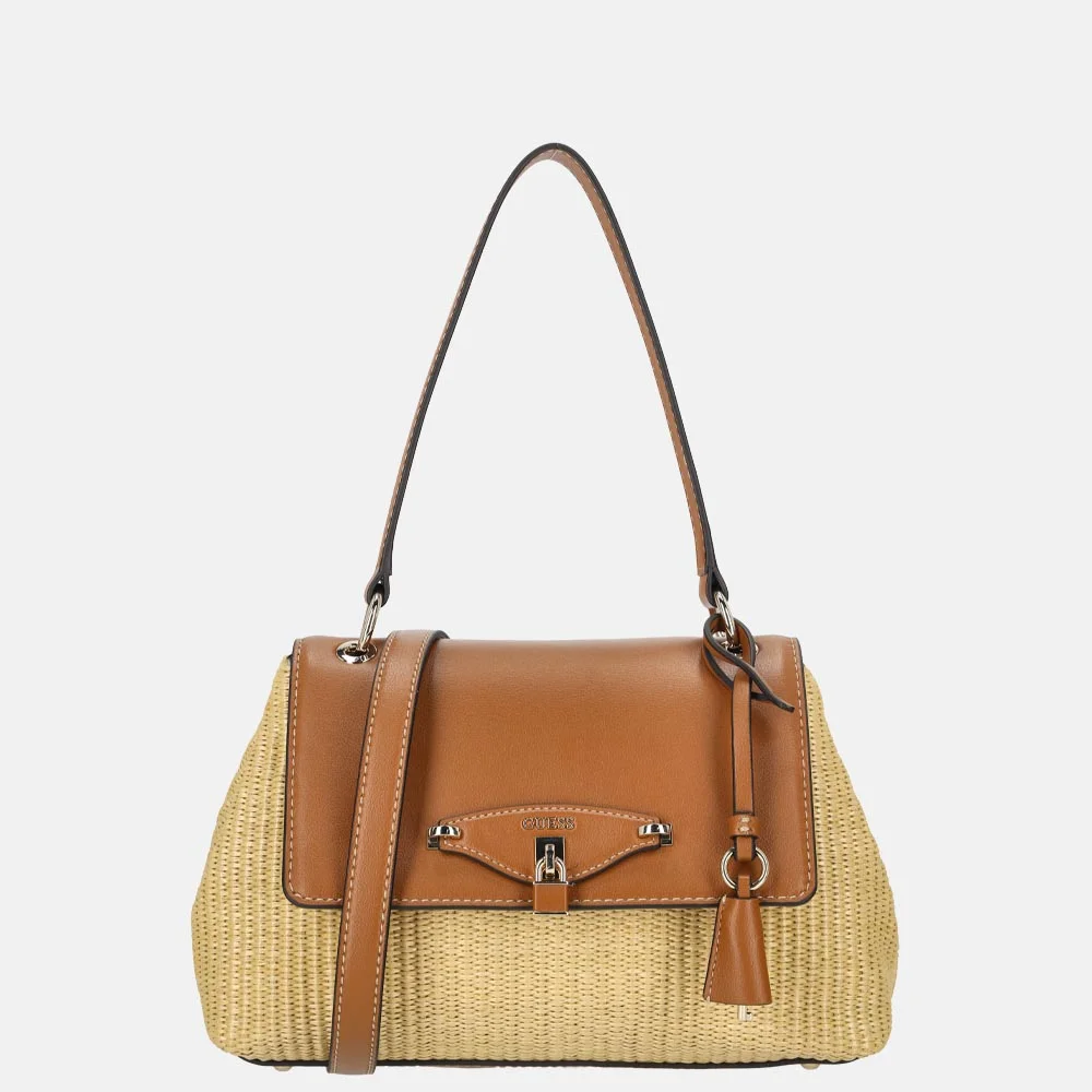 Guess Maggie schoudertas natural/caramel bij Duifhuizen