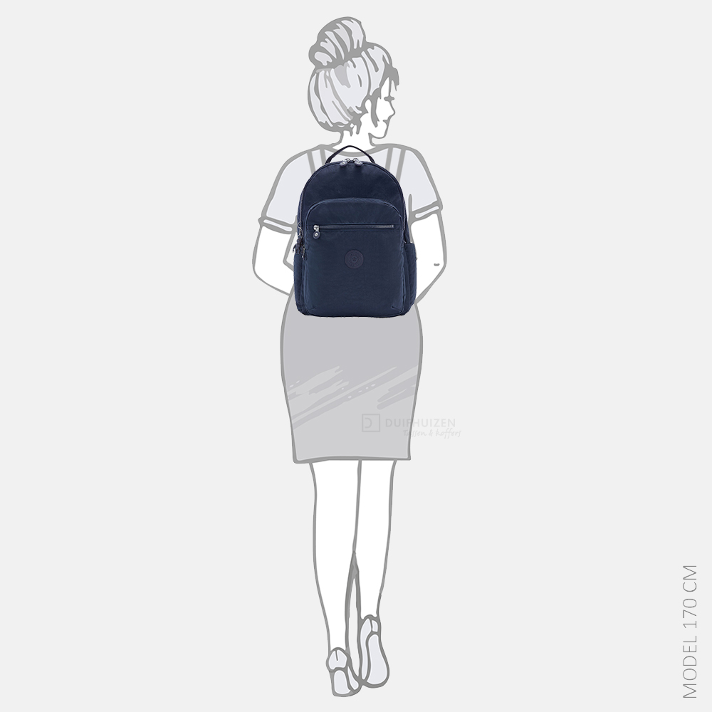 Kipling Seoul rugzak 15 inch blue bleu bij Duifhuizen