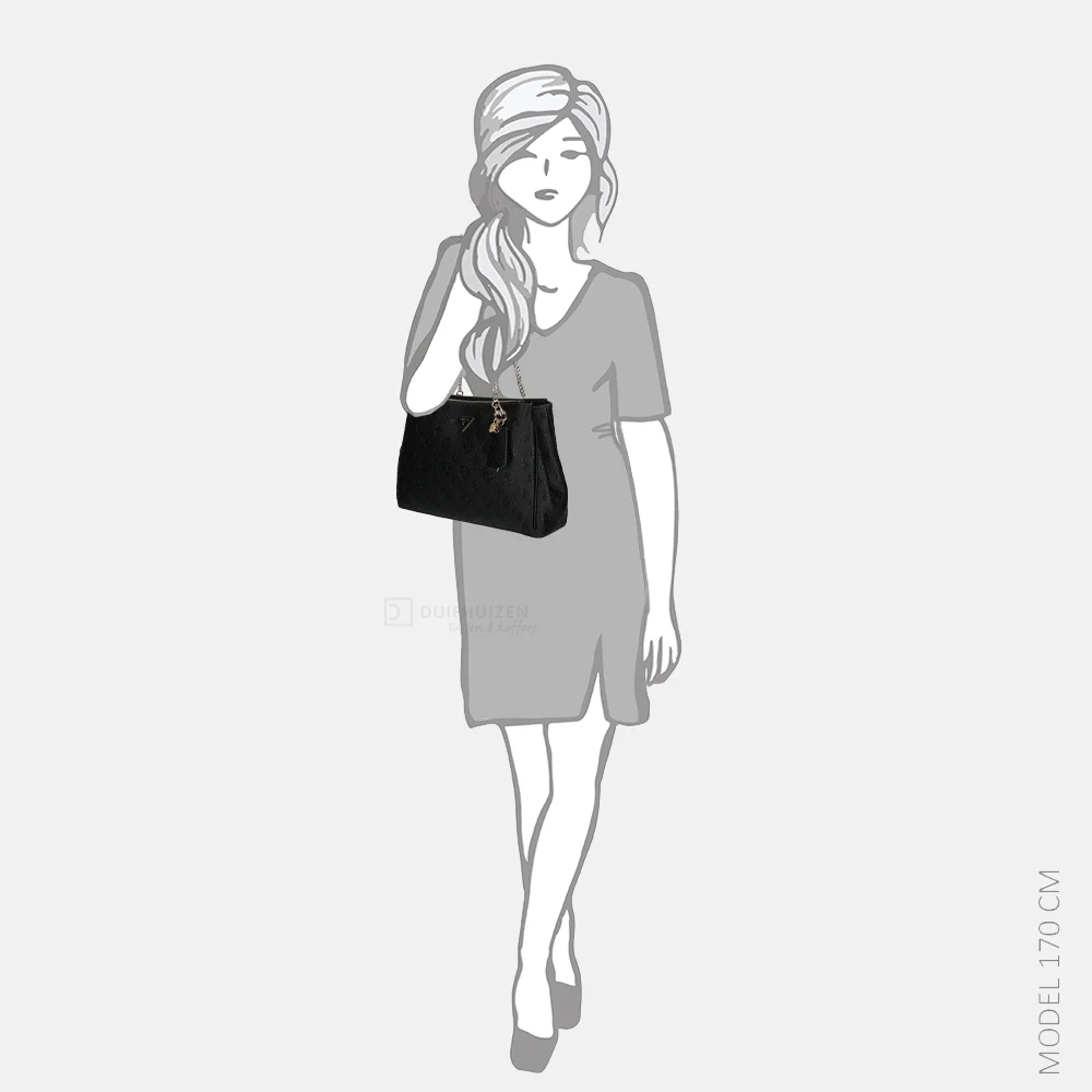 Guess Cresidia Status Shoulder Satchel black bij Duifhuizen