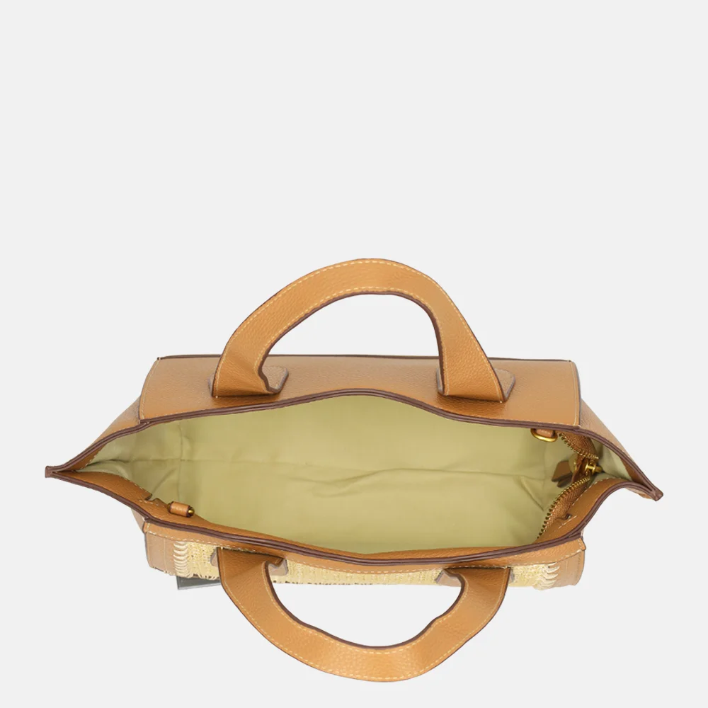 Laurent David Rosa handtas raffia cognac bij Duifhuizen