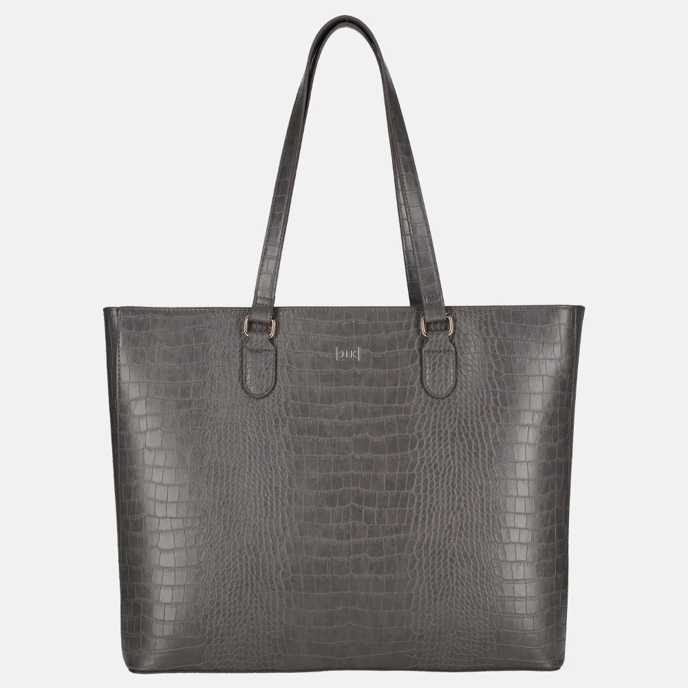 Duifhuizen croco shopper met laptopvak middengrijs bij Duifhuizen