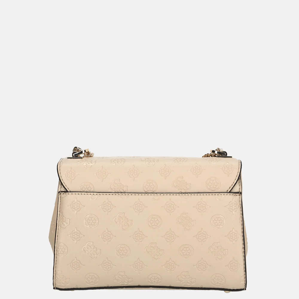 Guess Phoebe schoudertas simply taupe logo bij Duifhuizen