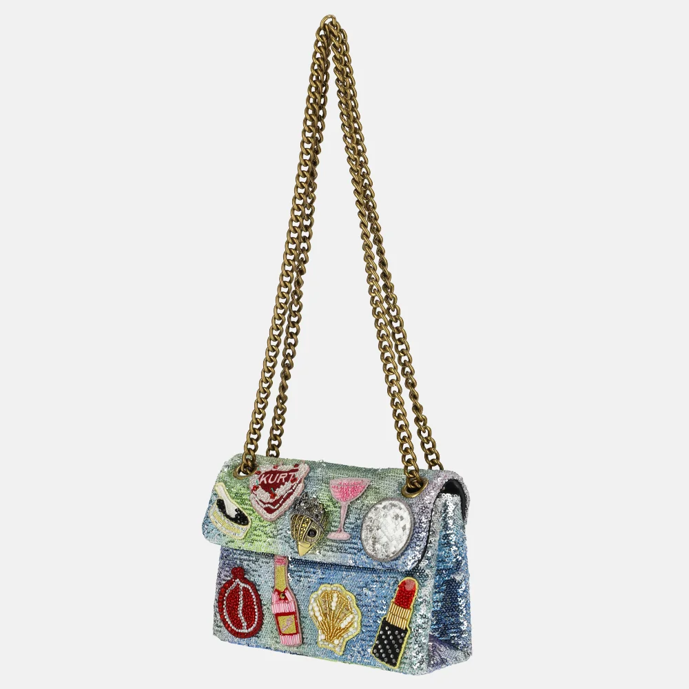Kurt Geiger Kensington Sequin schoudertas mini patches silver bij Duifhuizen