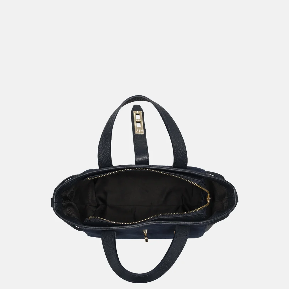 Charm London handtas suede/leer donkerblauw bij Duifhuizen