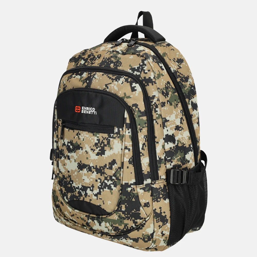 Enrico Benetti Santa Cruz rugzak 17 inch zand camouflage bij Duifhuizen