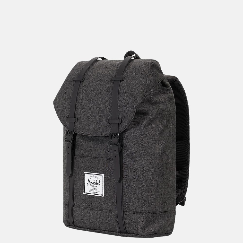 Herschel Retreat rugzak 15 inch black crosshatch/black rubber bij Duifhuizen