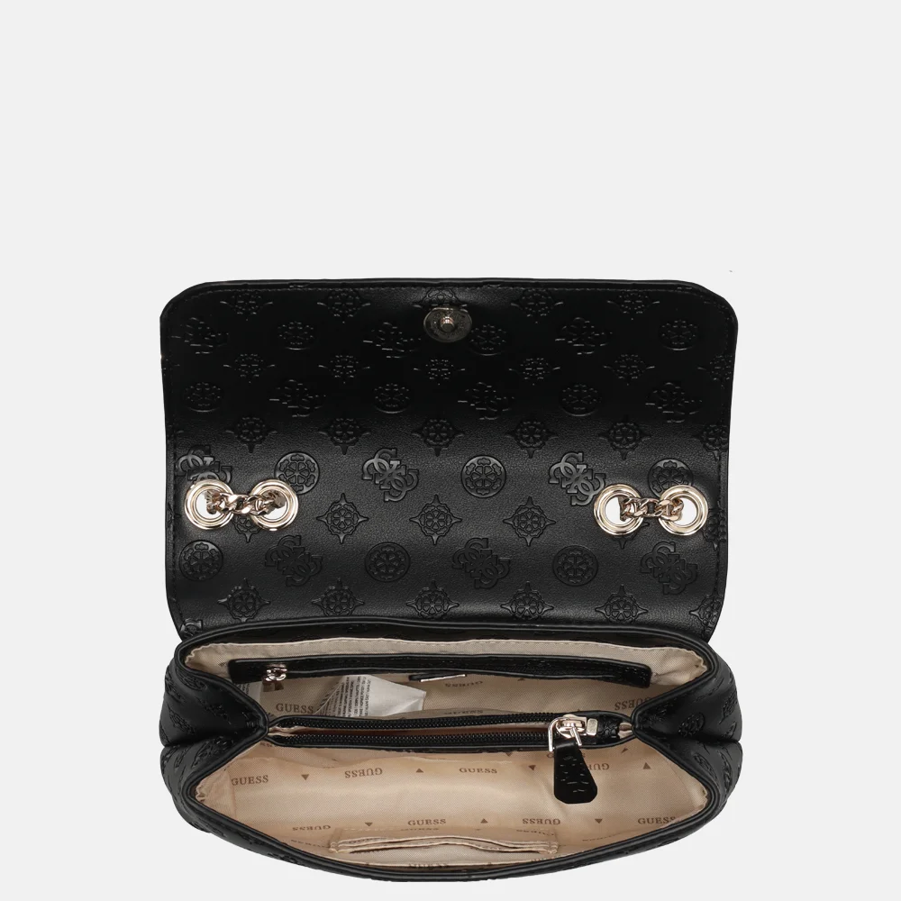 Guess Dita convertible flap crossbody tas Black Logo bij Duifhuizen