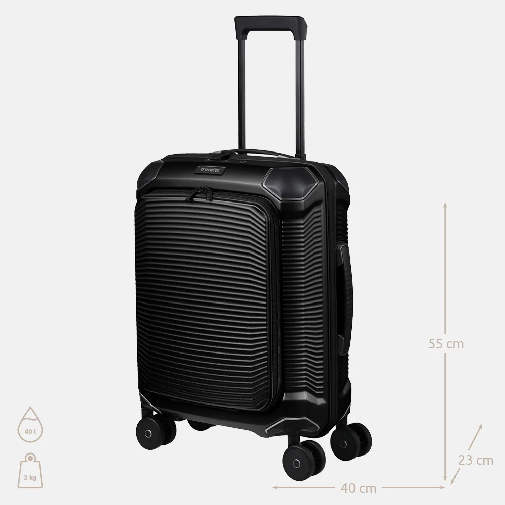 Travelite Millennium handbagage koffer 55 cm black bij Duifhuizen