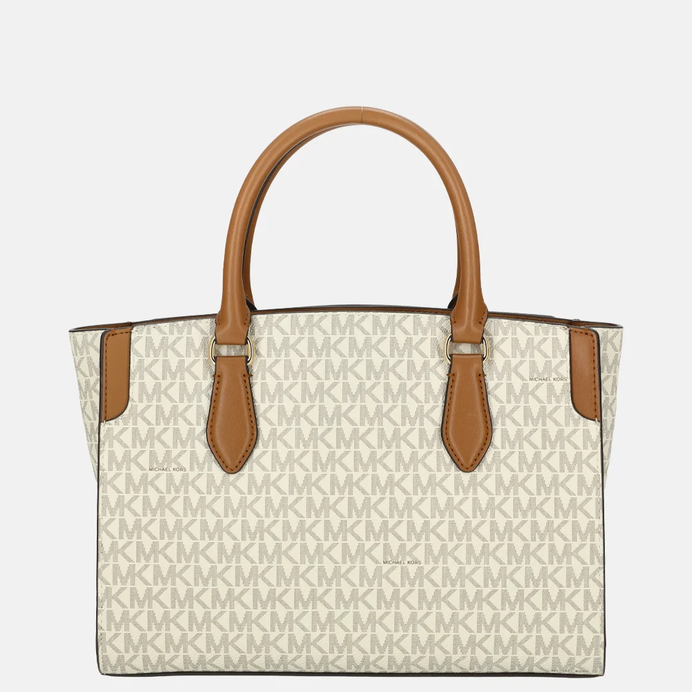 Michael Kors Becca satchel handtas M vanilla/acorn bij Duifhuizen