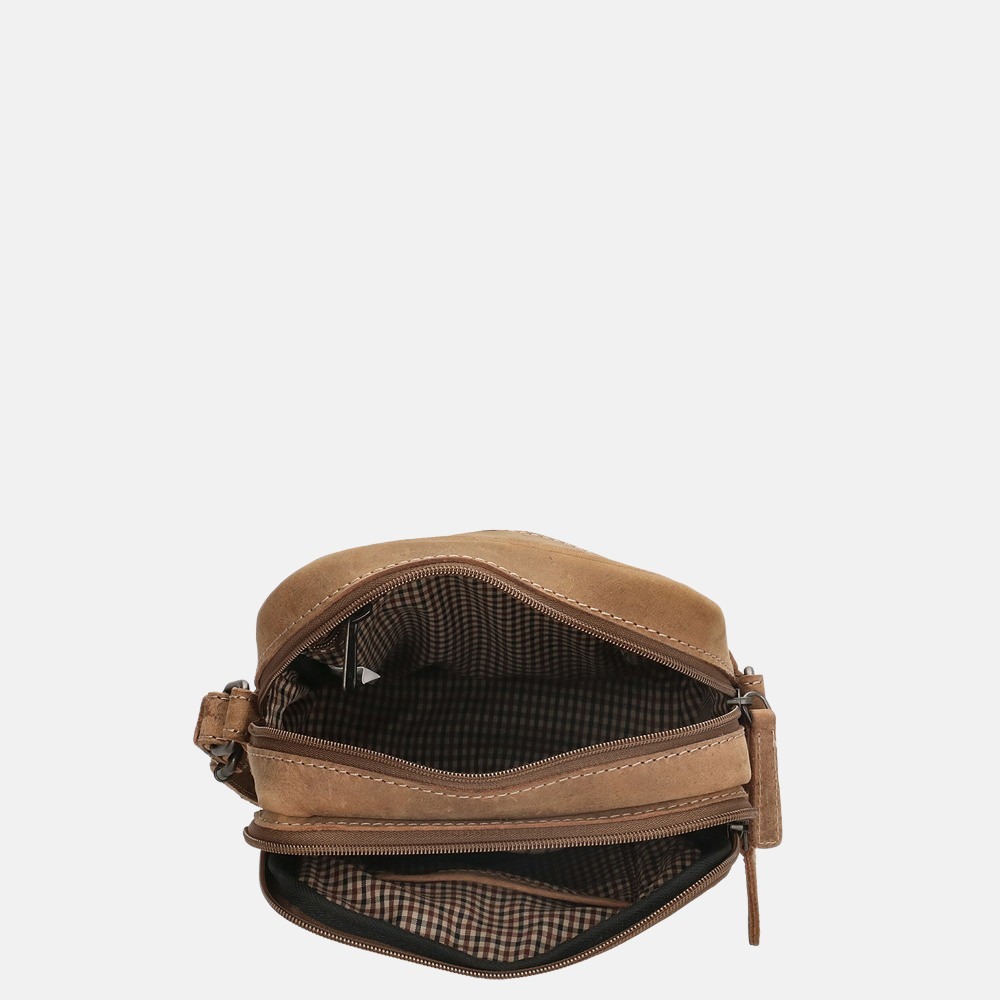 Hide & Stitches Idaho crossbody tas brown bij Duifhuizen