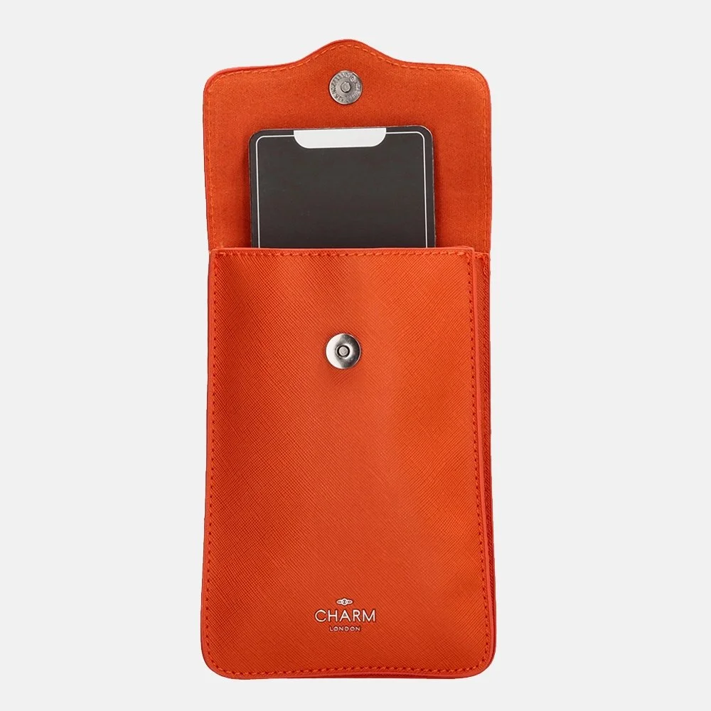 Charm London Saffiano telefoontas oranje bij Duifhuizen