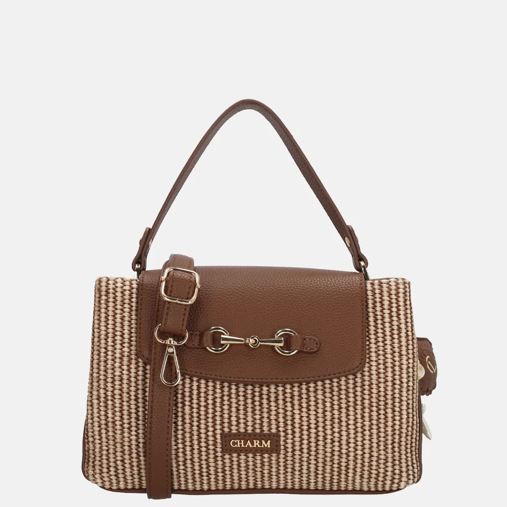 Charm London Santorini handtas 2vaks overslag bruin bij Duifhuizen