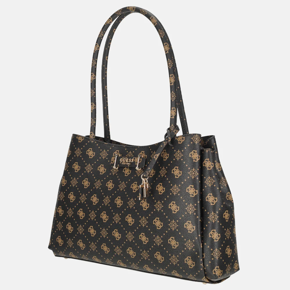 Guess Carrie girlfriend carryall schoudertas Espresso Logo bij Duifhuizen