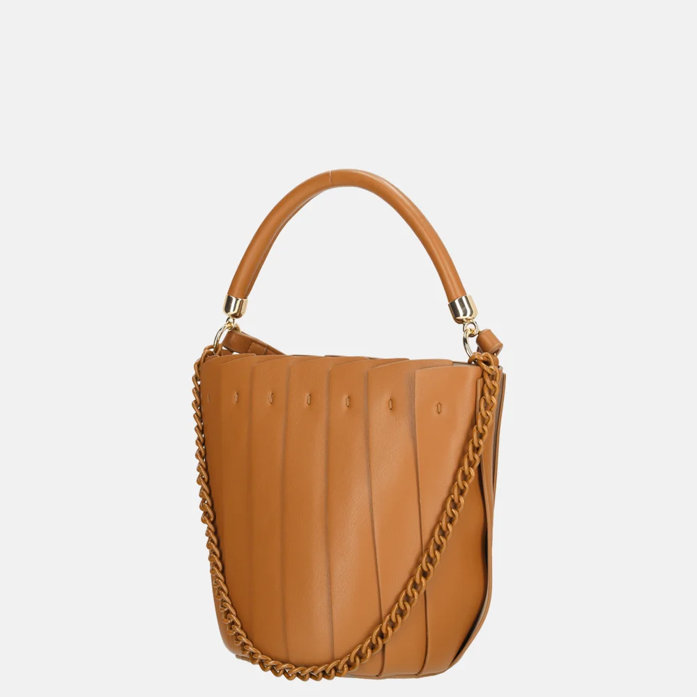 Firenze plissé bucket handtas brown bij Duifhuizen