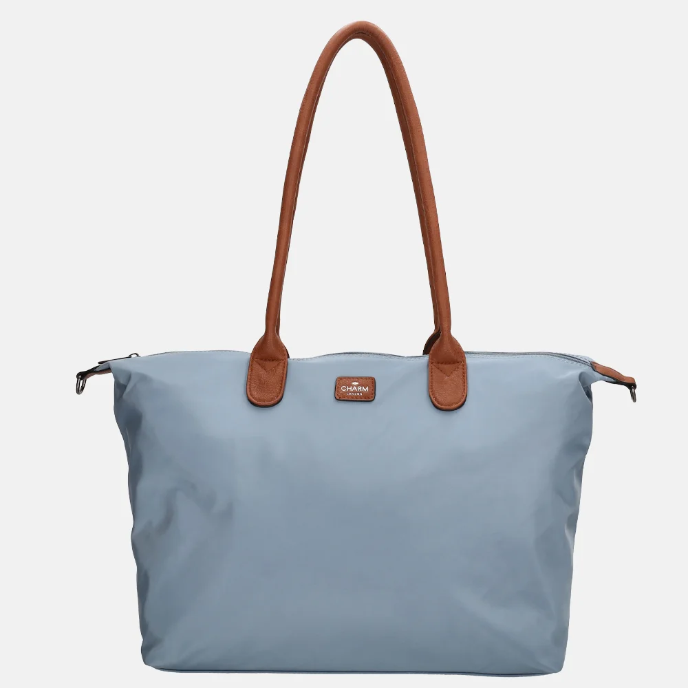 Charm London Buckingham shopper met 15.6 inch laptopvak L steelblue bij Duifhuizen