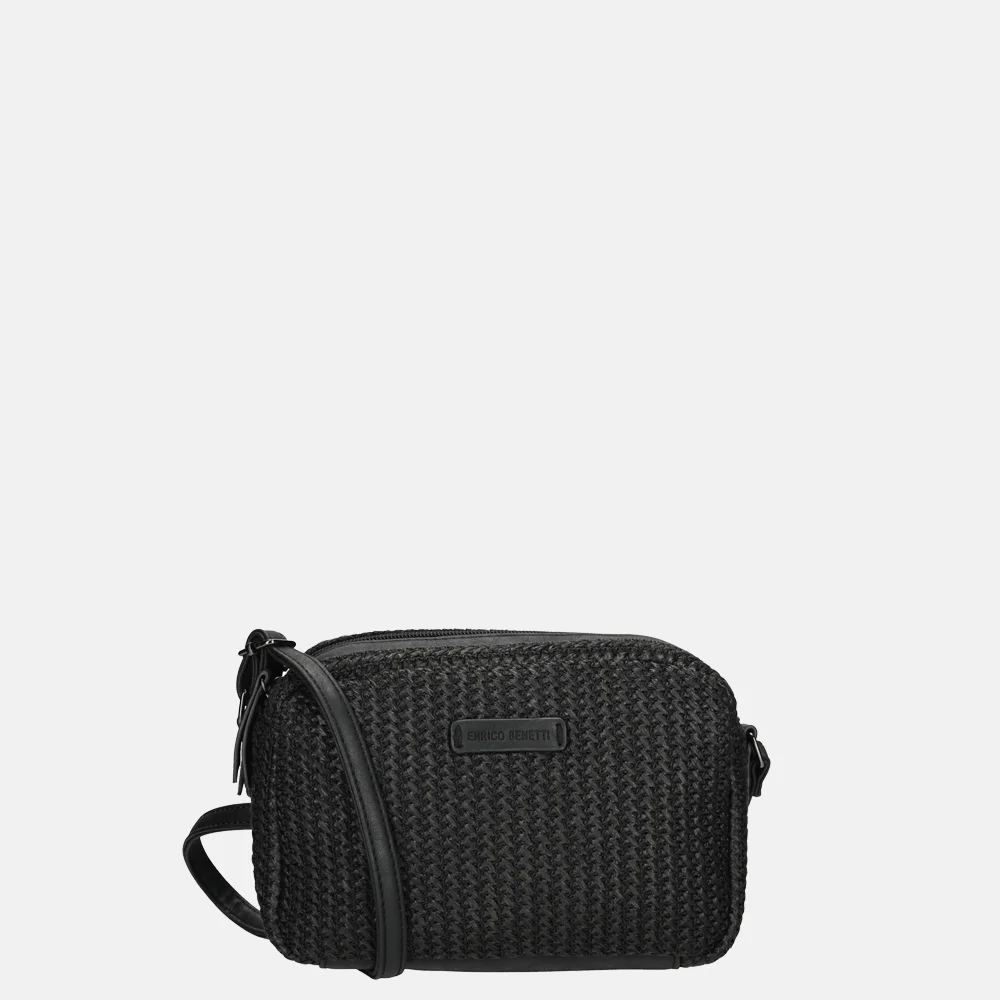 Enrico Benetti Raffia crossbody tas zwart