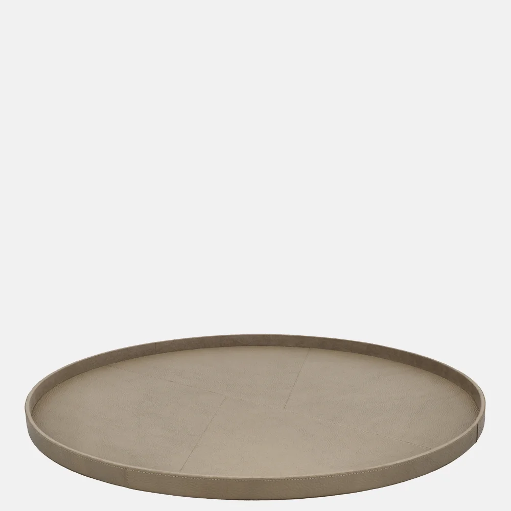 Chamada leren dienblad rond effen XL taupe bij Duifhuizen