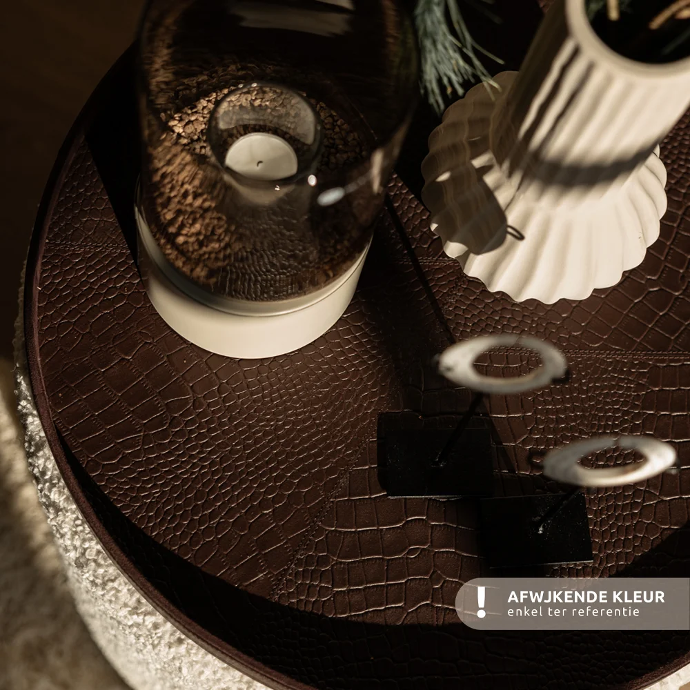 Chamada leren dienblad rond croco L beige bij Duifhuizen