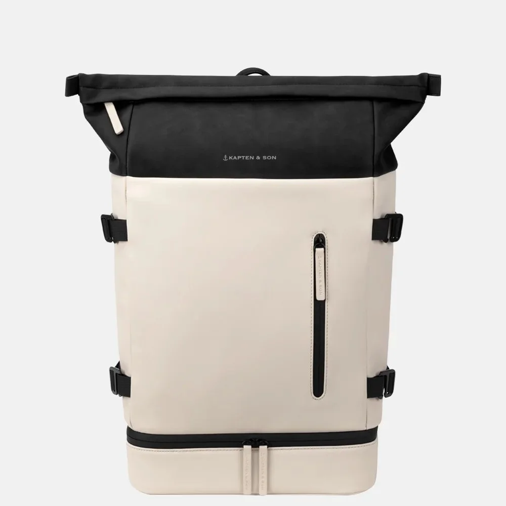 Kapten & Son Helsinki 17.3 inch rugzak cream/black bij Duifhuizen