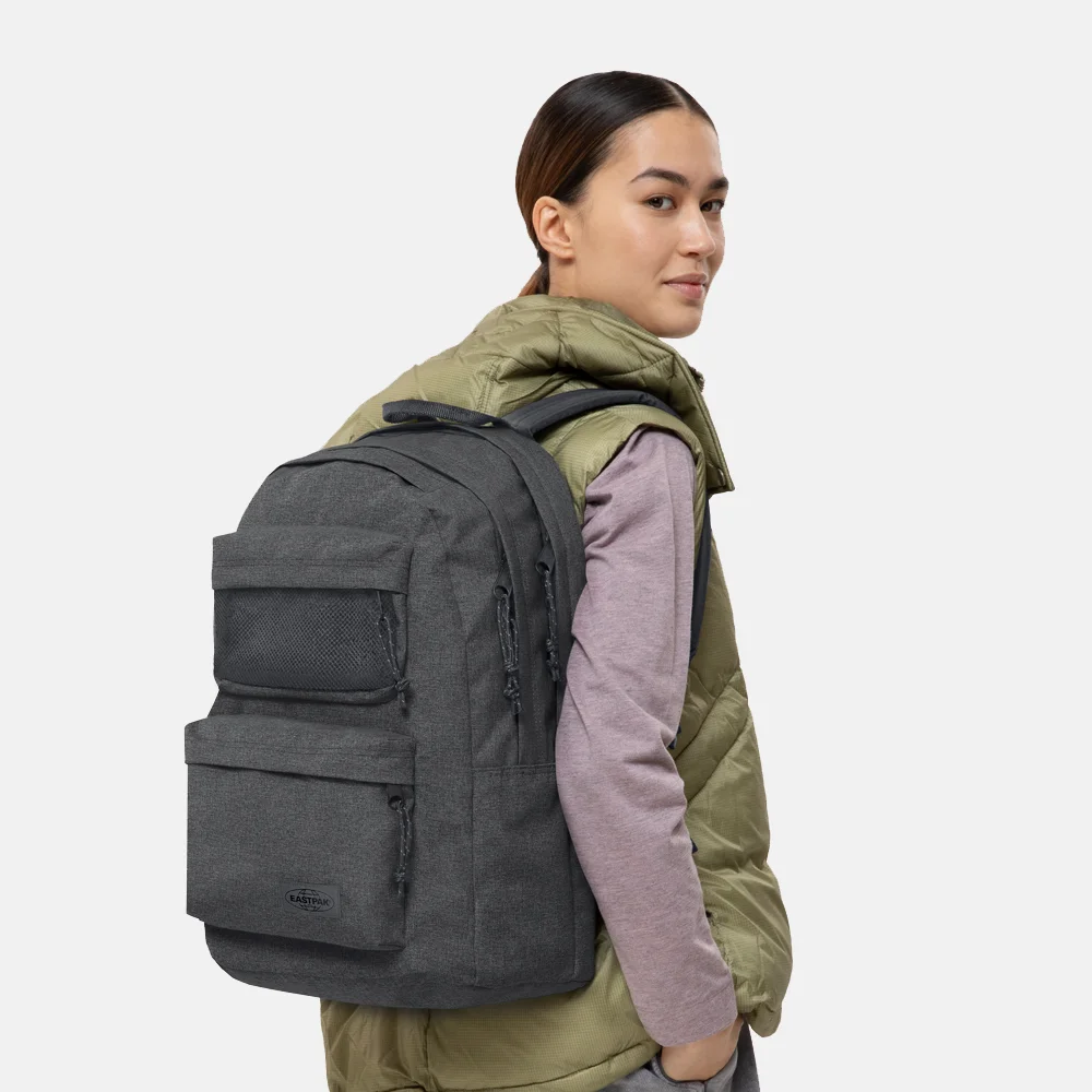 Eastpak Double Office  laptoprugzak 17 inch black denim bij Duifhuizen