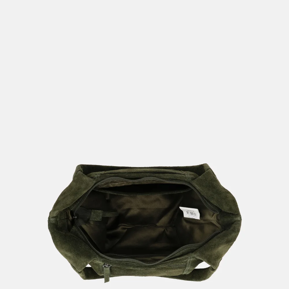 Hide & Stitches Brazos shopper M suede olijfgroen bij Duifhuizen