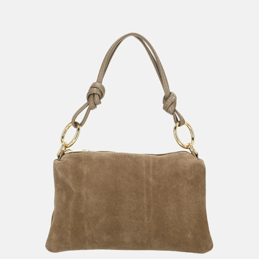 Charm London crossbody tas suede darktaupe bij Duifhuizen