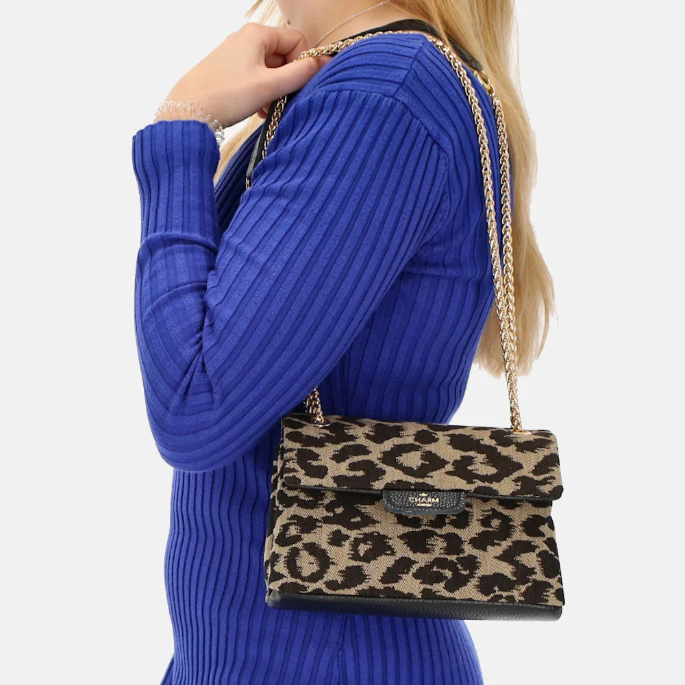 Charm London schoudertas panterpint bij Duifhuizen