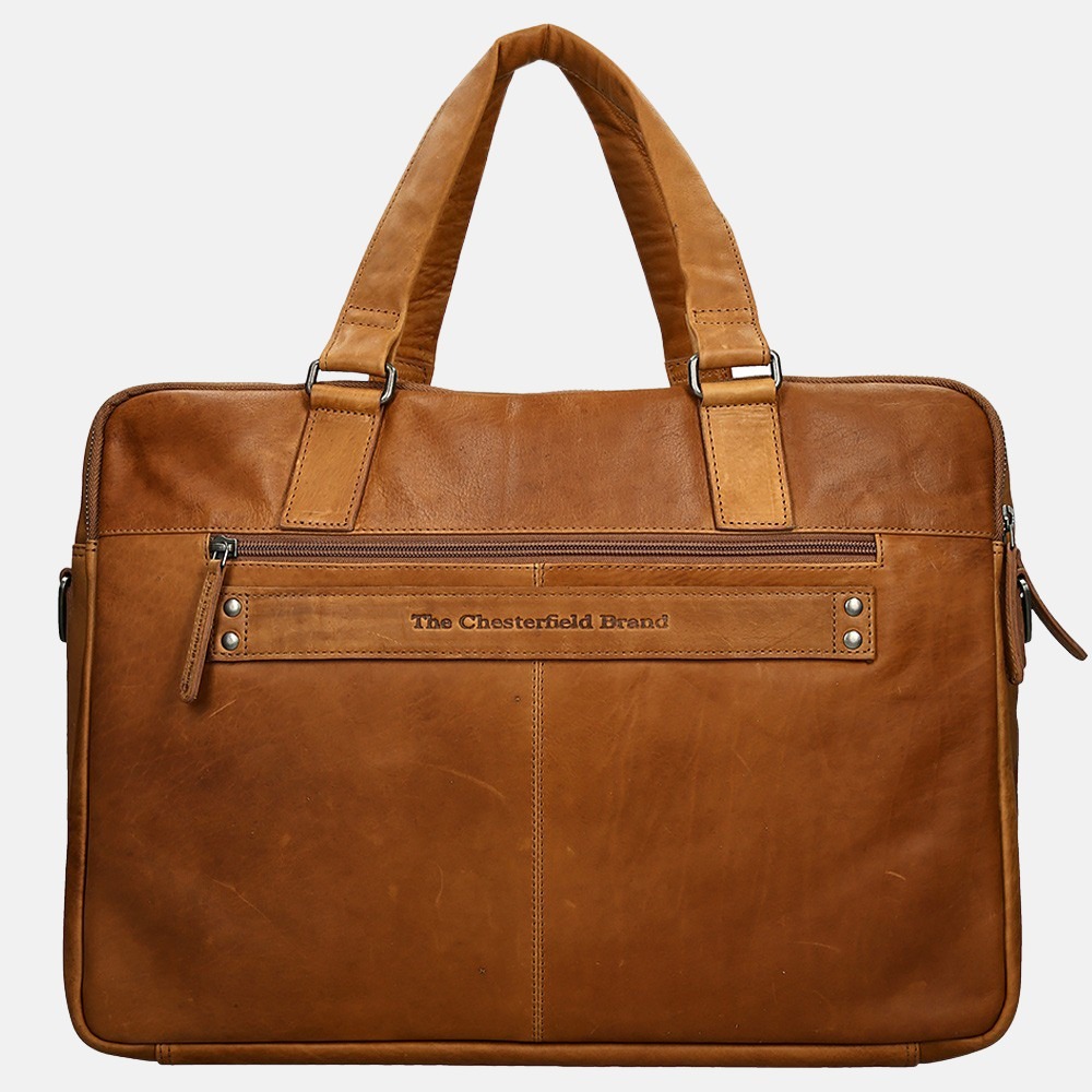 Chesterfield laptoptas 17 inch cognac bij Duifhuizen