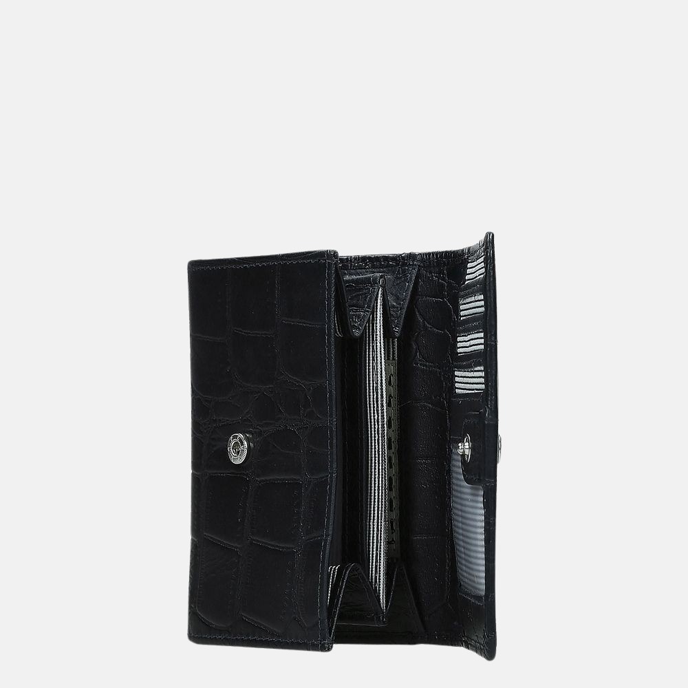 LouLou Essentiels Vintage Croco SLB XS portemonnee dark blue bij Duifhuizen