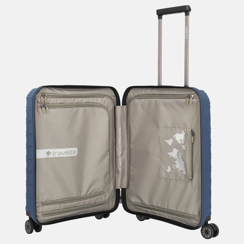 Travelite Mooby frontpocket handbagage koffer 55 cm blue bij Duifhuizen