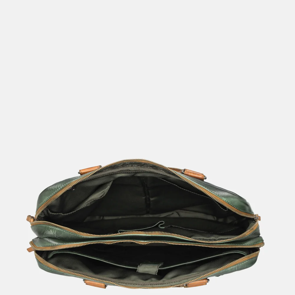 Bear Design laptoptas green/cognac bij Duifhuizen