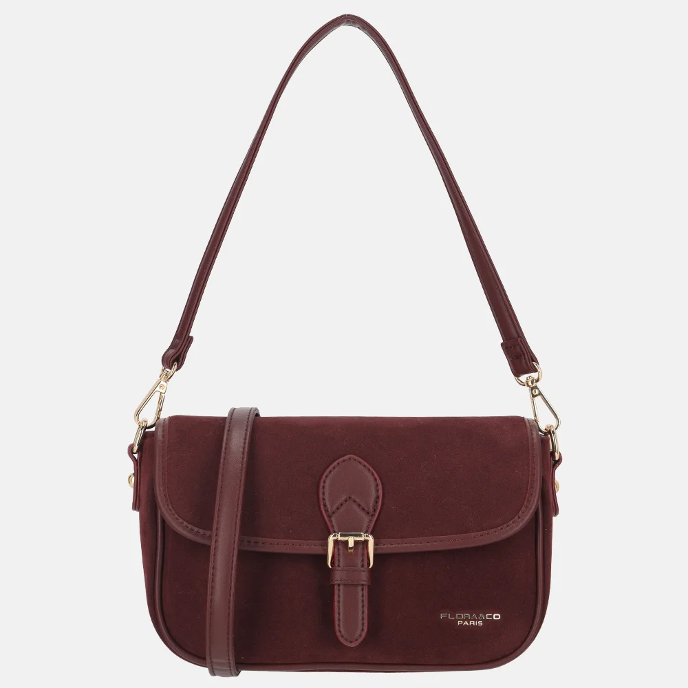 Flora & Co Suedine crossbody tas bordeaux