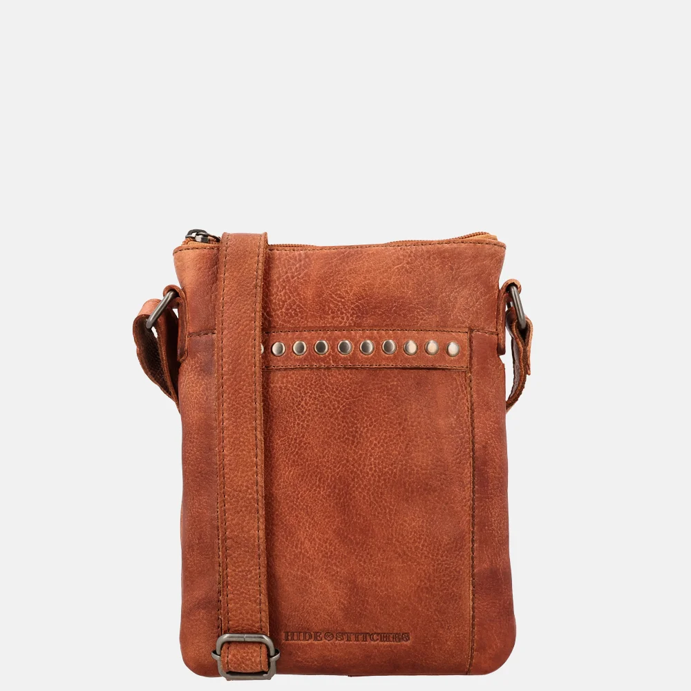 Hide & Stitches Redwood telefoontas studs cognac