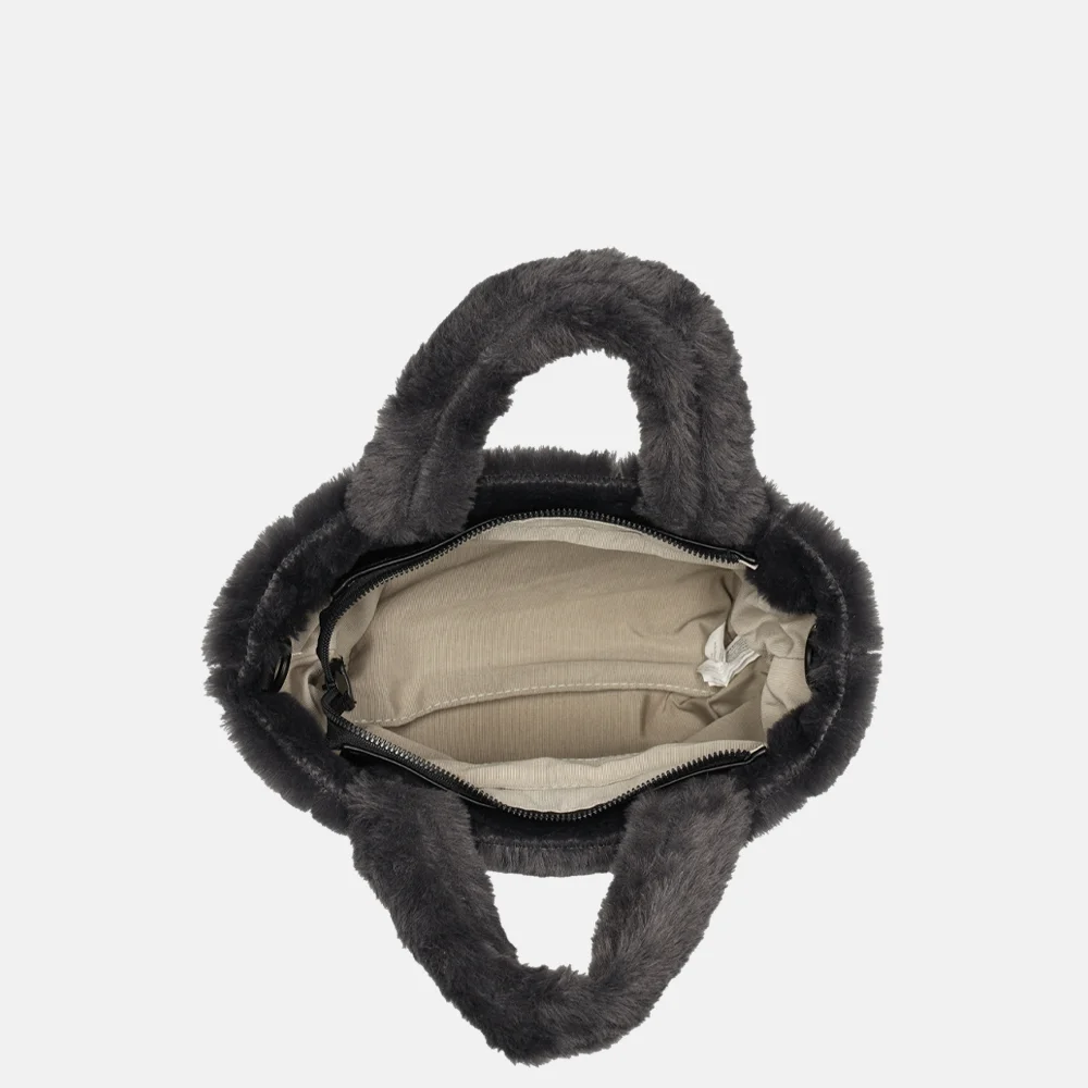 David Jones Faux Fur handtas black bij Duifhuizen