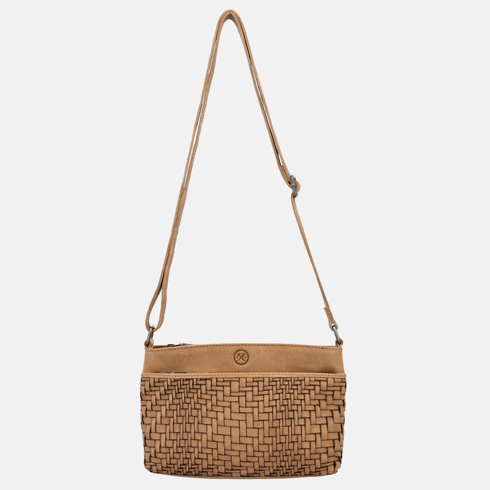 Hide & Stitches Inspired crossbody tas zand bij Duifhuizen