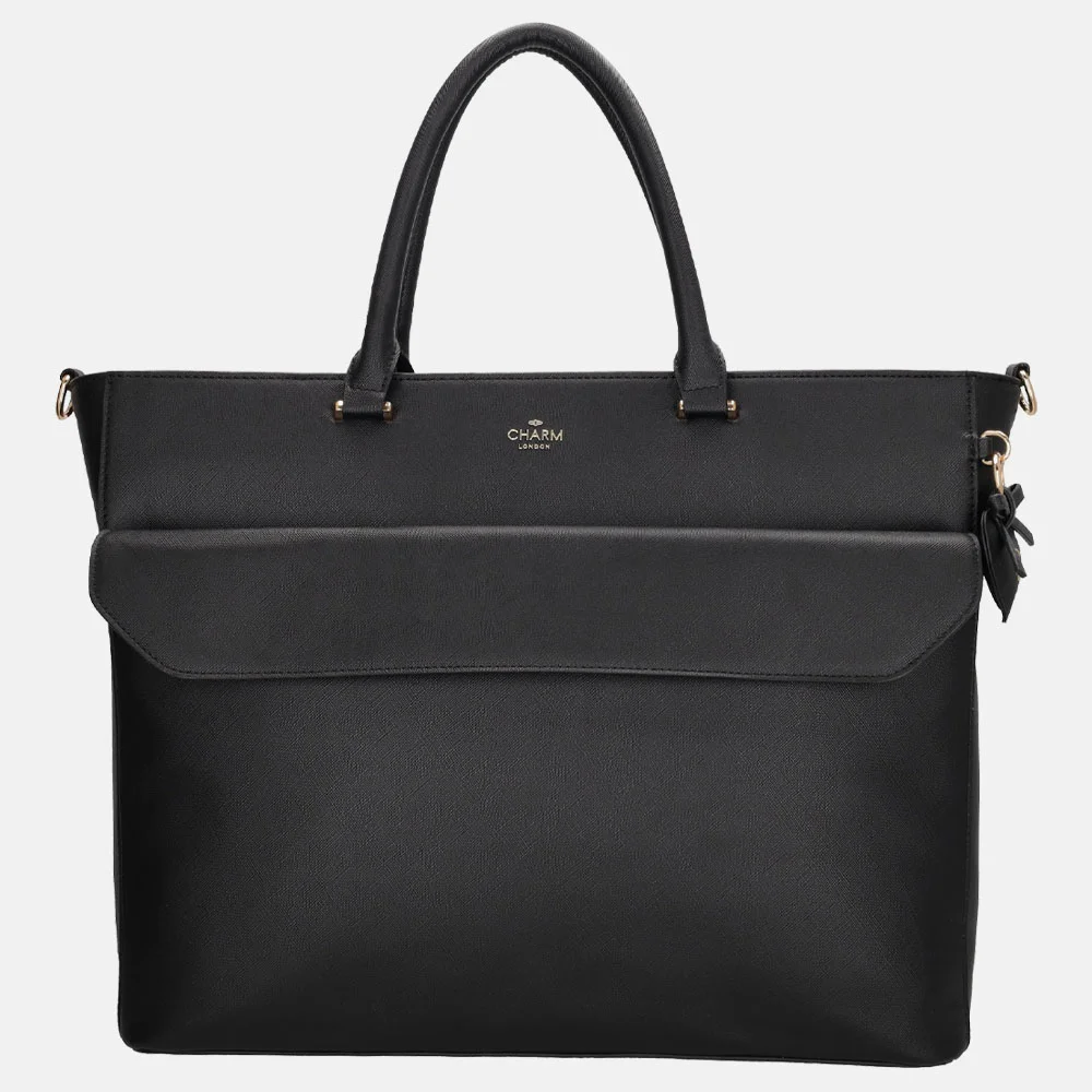 Charm London handtas 15 inch zwart bij Duifhuizen