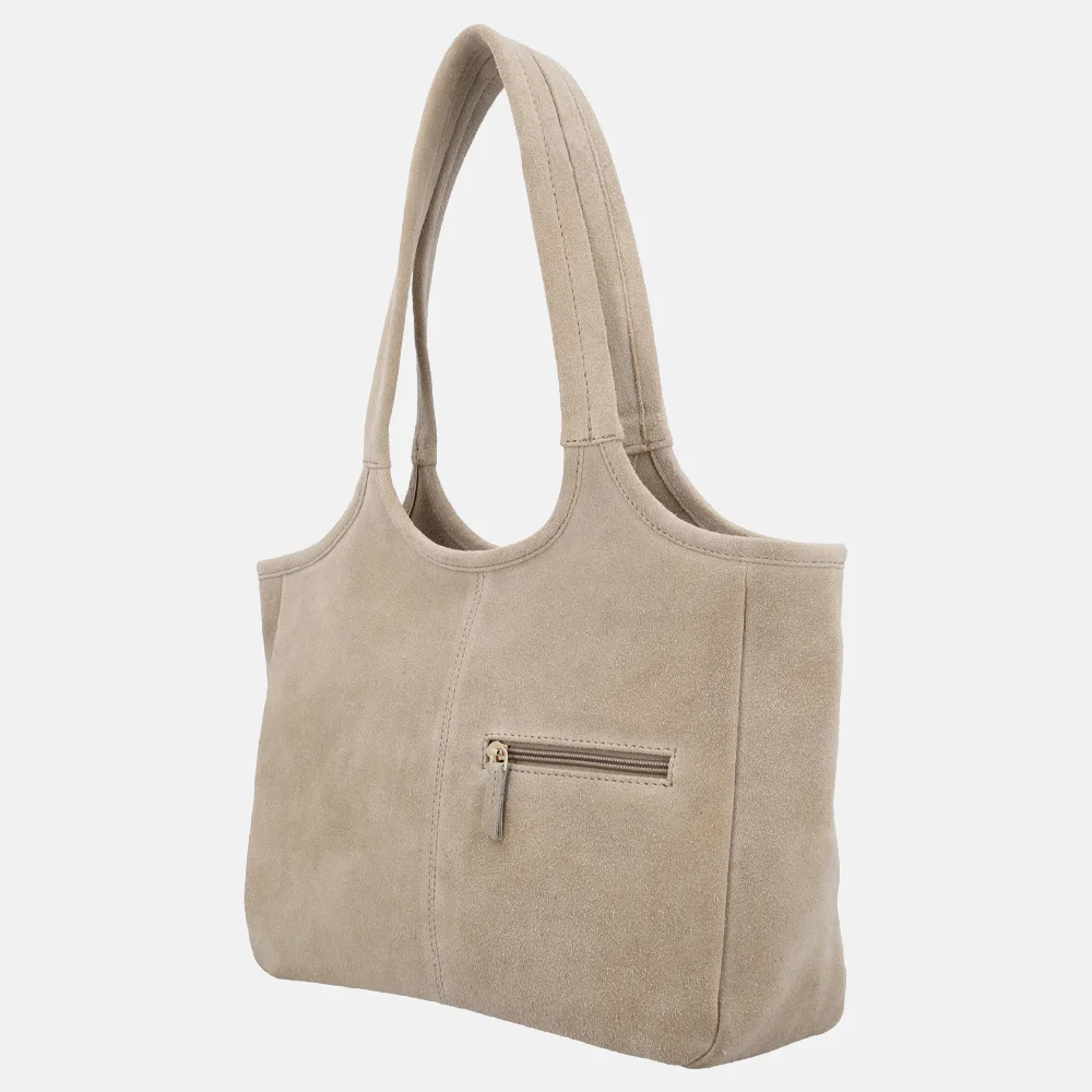 Charm London Sevilla shopper suede zand bij Duifhuizen