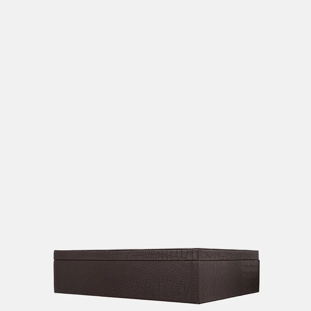 Chamada leren opbergbox rechthoek croco large donkerbruin bij Duifhuizen