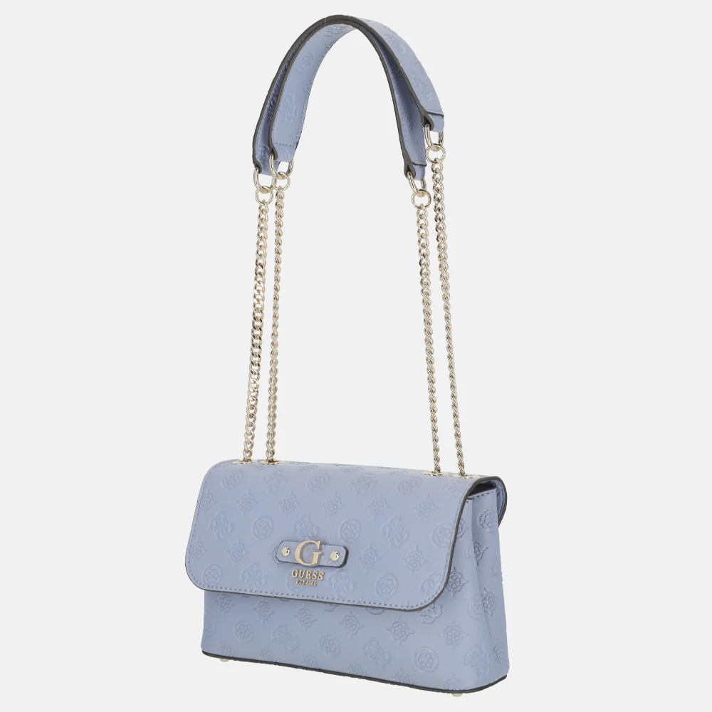 Guess Dita convertible flap crossbody tas Grey Blue Logo bij Duifhuizen