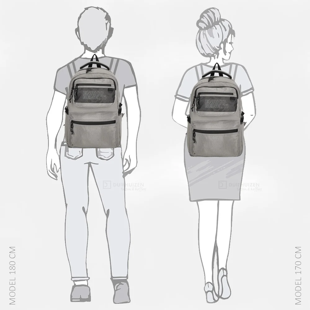 Enrico Benetti Anchorage laptoprugzak M lichtgrijs bij Duifhuizen