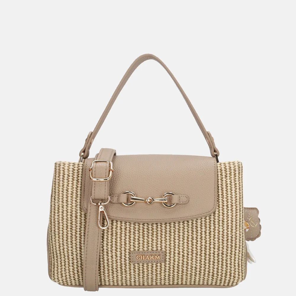 Charm London Santorini handtas 2vaks overslag taupe