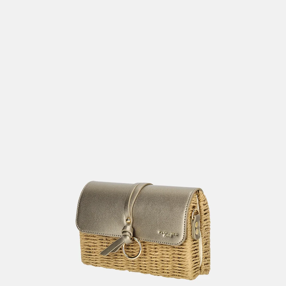 Flora & Co crossbody tas taupe metal bij Duifhuizen